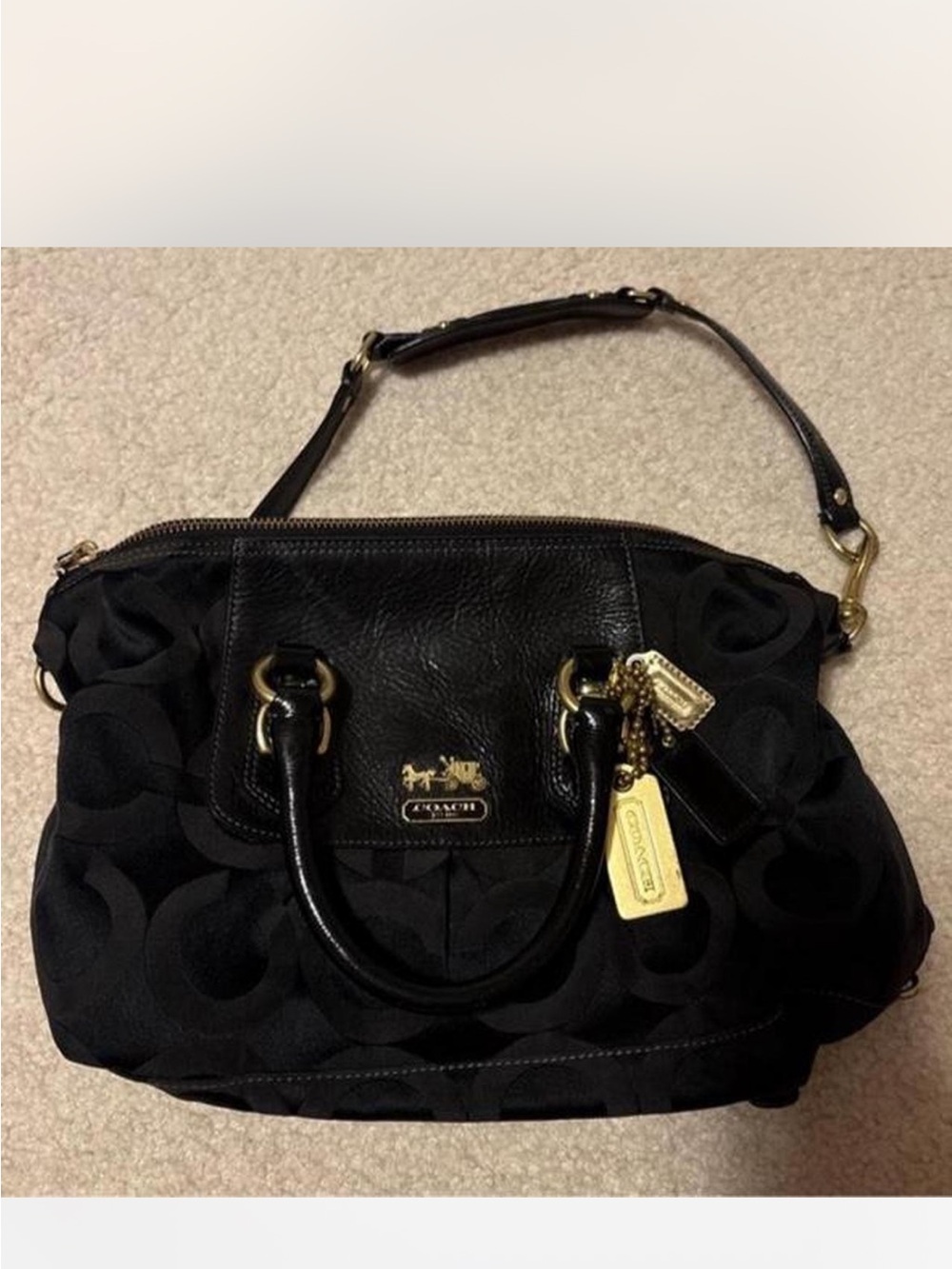 Coach Black Signature Satchel with Gold Hardware